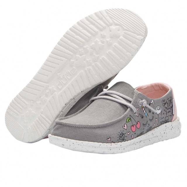 Heydude Wendy Gioventù Chambray Doodle Grigio